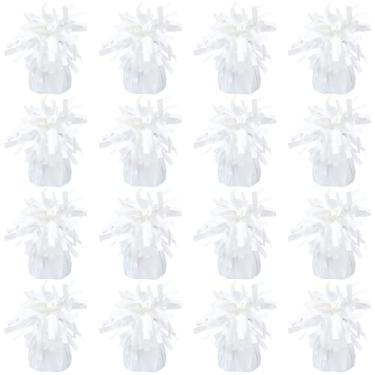 Imagem de Pacote com 16 pesos de balão branco, suporte metálico, âncoras, suporte de balão, para aniversário, 2025, formatura, festa, Natal, casamento, celebração, decoração (branco)