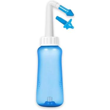 Imagem de Higienizador Nasal, Garrafa de Lavagem Nasal 300ml, Azul, Sistema de Irrigação Nasal para Limpeza Diária