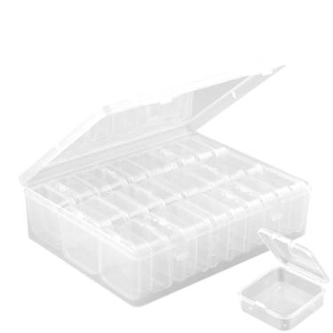 Imagem de 31 caixas organizadoras de contas retangulares transparentes | Organizadores de joias e artesanato com tampa articulada para pulseiras faça você mesmo, pintura de diamante | Pequenos recipientes de