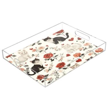 Imagem de STAYTOP Bandeja de servir de acrílico para o Dia dos Namorados, 15,7 x 11,20 cm, bandejas decorativas à prova de derramamento, organizador de bancada para café da manhã, chá, comida, maquiagem
