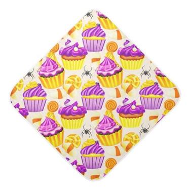 Imagem de Burbuja Toalha de banho de bebê Cupcakes de Halloween - Toalha com capuz de musselina macia e absorvente para recém-nascidos, 89 x 89 cm