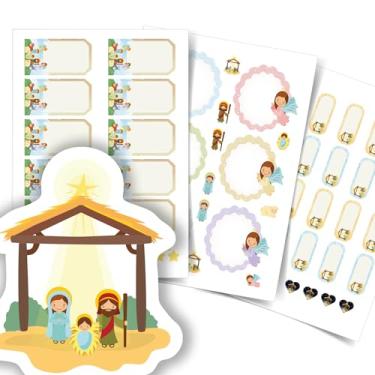 Imagem de Quartinhos Etiquetas DE PARA Natal para presentes Presépio Jesus 34un Decoração de Natal