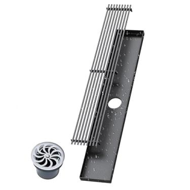 Imagem de Dreno de Chuveiro Linear 12 Polegadas com Filtro Cabelo Patenteado -Odor Saída 3 Aço Inoxidável 304 Finish Moderno Escov