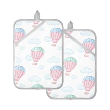 Imagem de Burbuja Balões de ar quente suporte de panela com bolso, luvas de forno de enchimento de algodão resistentes ao calor para cozinha, cozimento, 2 unidades