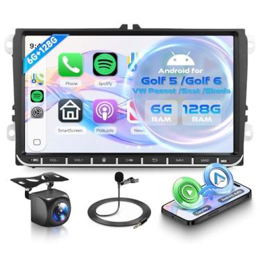 Imagem de Orderich Estéreo automotivo Android de 8 núcleos 6G + 128G para VW Golf MK5 MK6 Passat Jetta Tiguan T5 EOS Polo com CarPlay sem fio Android Auto, tela sensível ao toque de 9 polegadas, rádio de carro