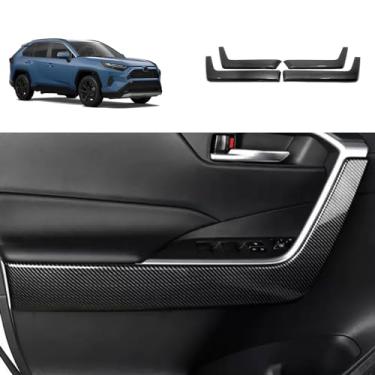 Imagem de TERDARAY Decoração de painel de porta interna compatível com Toyota RAV4 2025 2024 2023 2022-2019 Painel de porta abaixo do apoio de braço guarnições interiores acessórios de carro ABS 4 peças (estilo