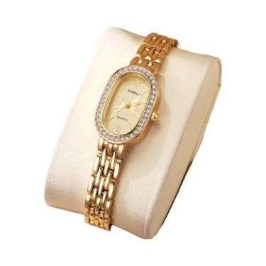 Imagem de Moda Roma Oval Dial Relógio de Quartzo Feminino Pulseira Casual Relógi