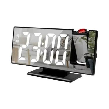 Imagem de Despertador Digital LED Com Projetor De Teto, Luz De Fundo E Função So