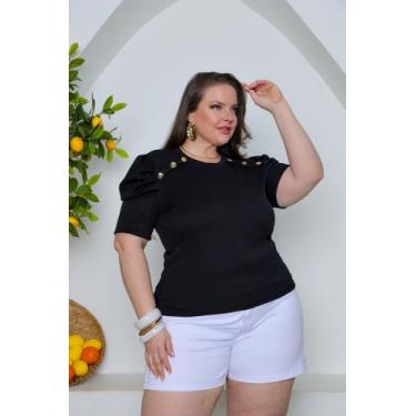 Imagem de Blusa manga curta com botoes - BELA CAELY, Preto, G2