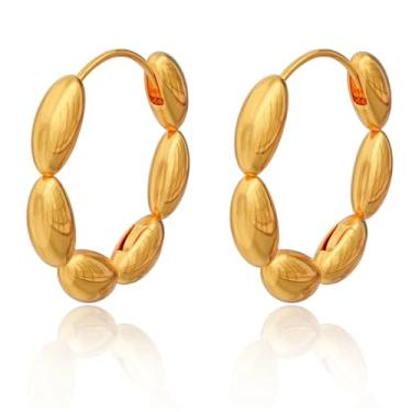 Imagem de Brincos de argola oval de ouro 14K para mulheres – Delicados pequenos argolas de cartilagem minimalista, helix, brinco empilhável, joia geométrica, vintage, presentes para aniversário diário