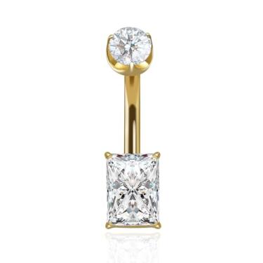 Imagem de QUZIONE Anéis de umbigo de titânio para mulheres – Anéis de umbigo de grau de implante rosqueados internamente 14G com zircônia cúbica – ouro, prata, cores roxas – Joias de piercing hipoalergênicas