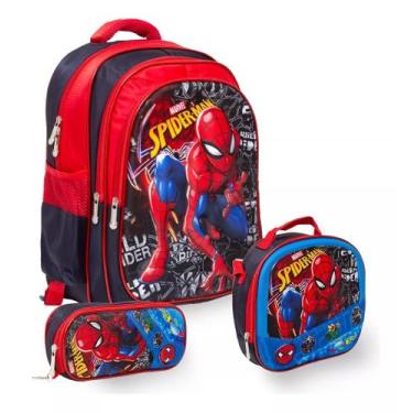 Imagem de Kit Mochila Infantil Homem Aranha Costas Passeio Creche - TOYS 2U
