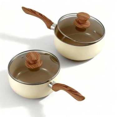 Imagem de Conjunto de Panelas 2 Peças Com Revestimento Cerâmico Cor Creme - Rio 