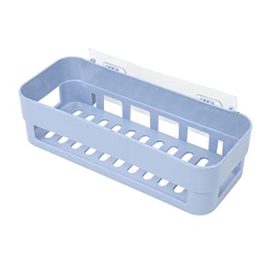 Imagem de GLOGLOW Organizador de Armazenamento de Parede, Prateleira de Chuveiro de Material PP, Rack de Armazenamento de Banheiro Fácil de Instalar para Vidro de Azulejos e Superfícies de Madeira (Azul)