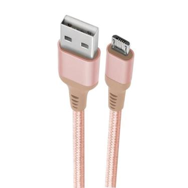 Imagem de Geonav Cabo micro usb, nylon trançado, 1MT, ESMIRG, Rose Gold
