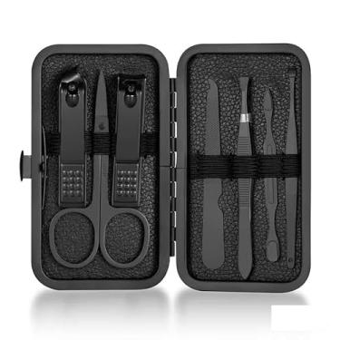 Imagem de Conjunto de manicure preto clássico de 18 peças para cuidados com as mãos, pés e rosto, kit profissional completo de cuidados com as unhas, aço inoxidável resistente, adequado para salão doméstico