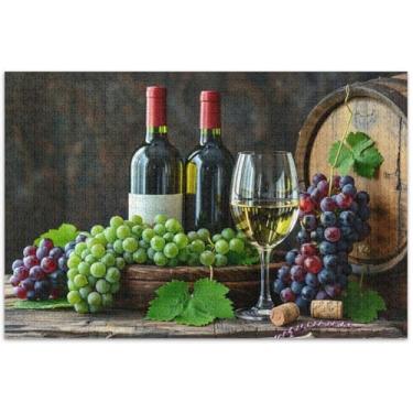 Imagem de Garrafas de vinho retrô uva 500 peças quebra-cabeças para adultos presentes de elefante branco engraçado paisagem quebra-cabeça jogo de brinquedo obra de arte, 50 x 37 centímetros