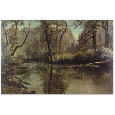 Imagem de Quebra-cabeças Bierstadt Albert Yosemite Valley Califórnia para adultos 1000 peças cenário engraçado paisagem difícil quebra-cabeças divertidos bobos, 75 x 40 centímetros
