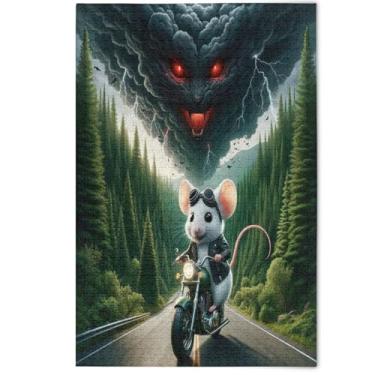 Imagem de Quebra-cabeça adulto com nuvem de árvore verde de rato fofo, 1000 peças, presentes de elefante branco para família, quebra-cabeças criativos para adultos, decoração de arte animal, 1000 peças, 75 x 50