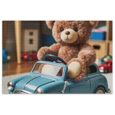Imagem de Urso de pelúcia para dirigir carro quebra-cabeças engraçados 500 peças adultos amigos família jogos presentes Prime Puzzles decoração de casa arte