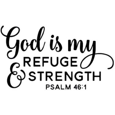 Imagem de Decalque de vinil impermeável God is My Refuge & Strength, 4 peças, adesivo religioso cristão para janelas de carros, tablets, laptops e garrafas de água (preto)