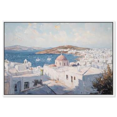 Imagem de Art Remedy Paisagem clássica de tela Early Morning Greece, moldura branca, 61 x 40 cm