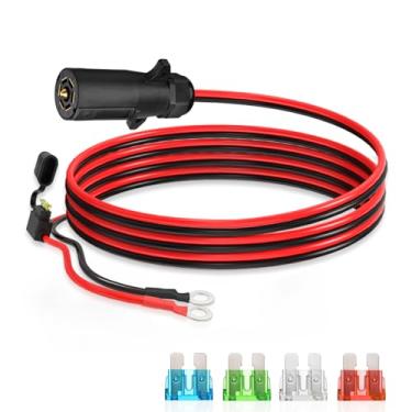 Imagem de ELFCULB Plugue de reboque de 7 vias para cabo de anel O, terminal de anel de vedação de bateria 10AWG para conector de reboque de 7 pinos para trailer de caminhão RV (5FT)