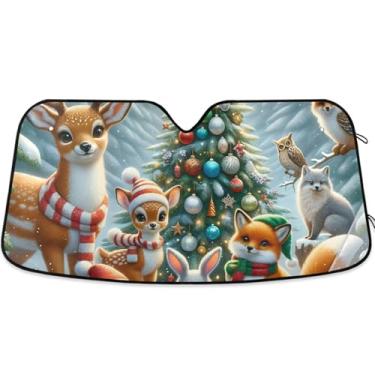 Imagem de Toldo de sol engraçado animal fofo para para-brisa de carro personalizado dobrável caminhão carro sombra para-brisa frontal retrátil L, 144,8 cm x 80 cm