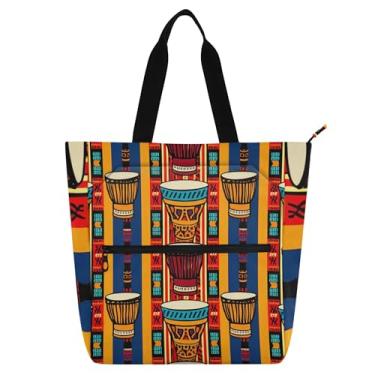 Imagem de GAIGEO Bolsa de trabalho tribal africana vibrante para mulheres, bolsa escolar de lona, bolsa de professores com compartimentos