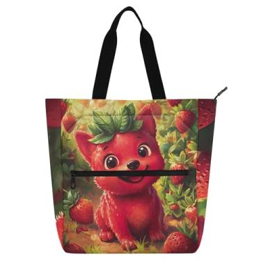 Imagem de GAIGEO Linda bolsa de lona com zíper para crianças, mulheres, escola, trabalho, viagem, bolsa de lona