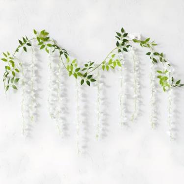 Imagem de 10 ramos de flores para pendurar glicínias artificiais, decorativas, flores falsas, adequadas para cerimônias de casamento, festas e reuniões como decorações florais