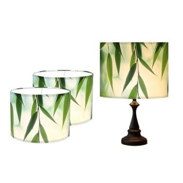 Imagem de Abajur de mesa, 33 cm L x 25 cm A impressão HD geométrico floral deixa abajur de mármore, abajures, decoração moderna para abajur de mesa e chão (folhas de bambu)