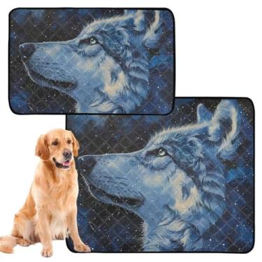 Imagem de TSENQUE Almofadas de xixi para cães à prova d'água tapete de cercadinho de cachorro lobo estrelado tapetes reutilizáveis para animais de estimação absorventes almofada de penico, pequeno x pacote com