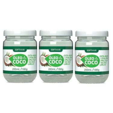 Imagem de Kit 3 Óleo de Côco Extra Virgem para Cabelo e Pele Rosto Tratamento Ca