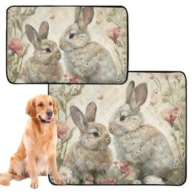 Imagem de Spring Bunnies Tapete de páscoa para cães de estimação, lavável, antiderrapante, impermeável, tapete reutilizável para animais de estimação, à prova de vazamento, almofadas de penico para cães, médio