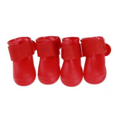 Imagem de Sapato de Silicone para Pet Antiderrapante – Kit com 4 Botinhas Impermeáveis para Cães(Vermelho,GGG)