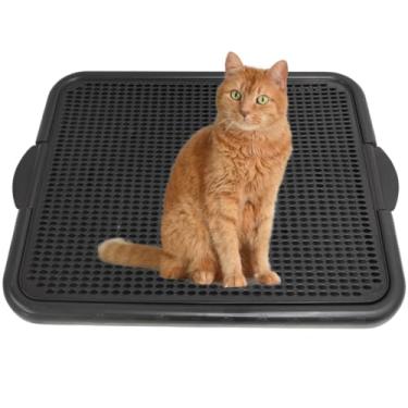 Imagem de Tapete Coletor de Areia para Gatos Lavável Bandeja Coletora 55x42 Cm- Ideal para Portas, Frente da Caixa e Áreas de Passagem em Casa(Preto)