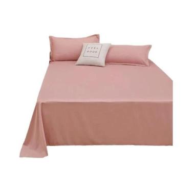 Imagem de Lençol De Cor Sólida Lavável À Máquina Para Cama De Solteiro Ou Casal,
