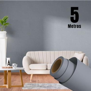 Imagem de Papel de parede PREMIUM ROLO 5 METROS Cinza texturado adesivo moveis e