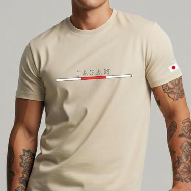 Imagem de Camiseta Masculina Faixa Japão Bandeira Internacional 100% Algodão - Y