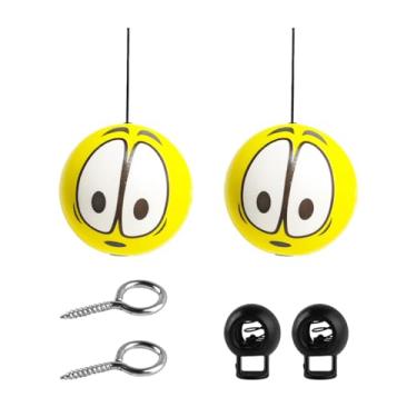 Imagem de Sandfren Auxílio de estacionamento de bola de tênis para garagem, 2 peças de olhos grandes, ajustável, sistema de guia de estacionamento, kit assistente de sensor com cordas e ganchos de parafuso