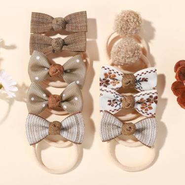 Imagem de 10 peças de laços de cabelo com laços, pequenos elásticos de 4 cm, suportes de rabo de cavalo, tecido macio, laço de flor, faixas de cabelo de borracha para mulheres jovens (10 peças)