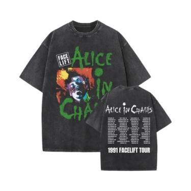 Imagem de Camiseta Vintage Masculina Da Banda De Rock Alice in Chains Y2K Lavada