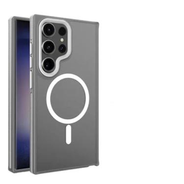 Imagem de Capa de celular magnética fosca de luxo para Samsung Galaxy S22 S23 FE S24 Ultra (para S23/Cinza)