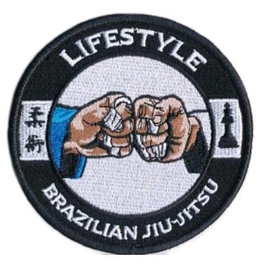 Imagem de Emblema de Jiu Jitsu Brasileiro (8,5 cm) Bordado Ferro/Costurado Emblema BJJ Gi Kimono Punho Bump Adesivos de Presente DIY