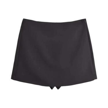 Imagem de Saia Short Feminina De Cintura Alta, Casual, Com Zíper Lateral, Mini V