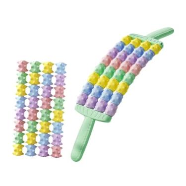 Imagem de harayaa Bastões de massagem com rolo, rolos musculares com cabo antiderrapante e flexível de espuma para treinamento e exercícios de pernas coxas, Verde