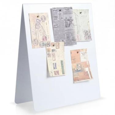 Imagem de Leinuosen 1 peça de quadro magnético de avisos de 30 x 25,4 cm, suporte magnético de metal para mesa, mesa, casa, cozinha, escritório, decoração (branco)