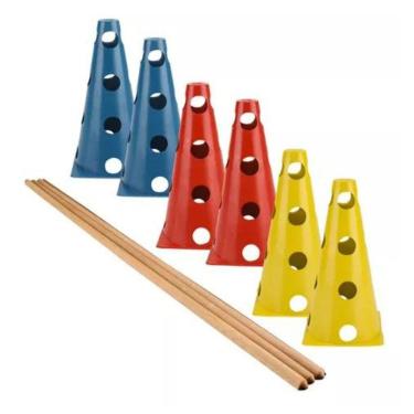 Imagem de Kit Agilidade 4 Barras 8 Cones Funcional Treino Esporte Fitness-Unissex