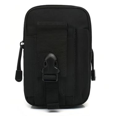 Imagem de Bolsa de cintura tática – Bolsa de cinto universal EDC com coldre de telefone, organizador de equipamentos ao ar livre com vários sistemas de fixação, Preto, Lazer